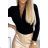 375-5 Bodysuit with envelope neckline - black