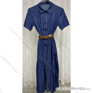 Women's Long Shirt Dress With Belt Short Sleeve (S/M ONE SIZE) ITALIAN FASHION IMPLP2329230205