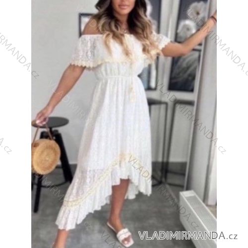 Women's Long Chiffon Short Sleeve Dress (S/M ONE SIZE) ITALIAN FASHION IMWGS231048