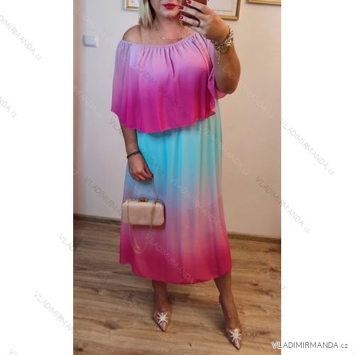 Women's Long Chiffon Short Sleeve Dress (S/M ONE SIZE) ITALIAN FASHION IMWGS231048