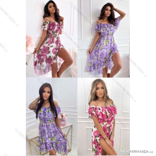 Women's Long Chiffon Short Sleeve Dress (S/M ONE SIZE) ITALIAN FASHION IMWGS231048