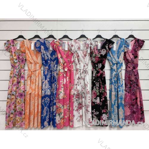 Women's Long Chiffon Short Sleeve Dress (S/M ONE SIZE) ITALIAN FASHION IMWGS231048