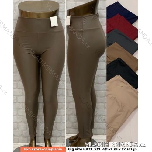 Women's Plus Size Long Leatherette Slim Leggings (2XL/3XL-4XL/5XL) TURKISH FASHION TMWL238971