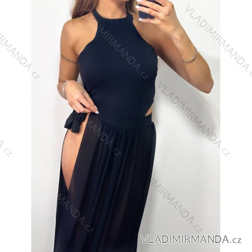 Šaty letní na ramínka dámské (S/M ONE SIZE) ITALSKÁ MÓDA IMPBB22B21841 S/M black