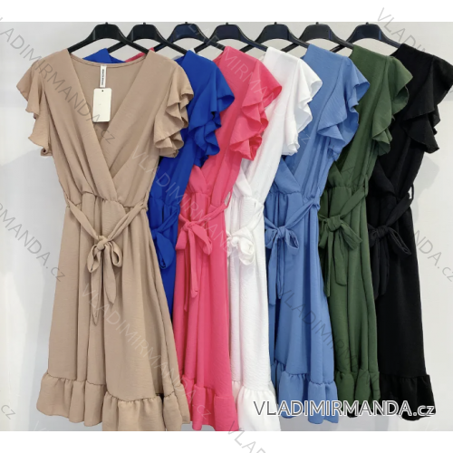 Women's Long Chiffon Short Sleeve Dress (S/M ONE SIZE) ITALIAN FASHION IMWGS231048