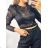 Women's Lace Croptop Long Sleeve Blouse (S/M ONE SIZE) ITALIAN FASHION IMPGM233371