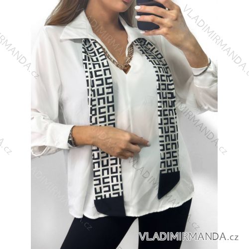 Women's Long Sleeve Tunic/Blouse Shirt (S/M ONE SIZE) ITALIAN FASHION IMPGM2323110