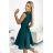 442-1 Flared dress with small sleeves - green