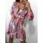 Women's Long Chiffon Short Sleeve Dress (S/M ONE SIZE) ITALIAN FASHION IMWGM23456 S/M pink