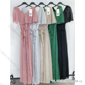 Women's Long Chiffon Short Sleeve Dress (S/M ONE SIZE) ITALIAN FASHION IMWGS231048