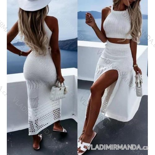 Women's Strappy Top Knitted Skirt Set (S/M ONE SIZE) ITALIAN FASHION IMM23M8509