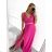 Women's elegant evening dress with straps (S/M ONE SIZE) ITALIAN FASHION IMM22fs52571/DR dark pink