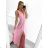 Women's elegant evening dress with straps (S/M ONE SIZE) ITALIAN FASHION IMM22fs52571/DR dark pink