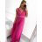 Women's elegant evening dress with straps (S/M ONE SIZE) ITALIAN FASHION IMM22fs52571/DR dark pink