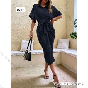 Women's Short Sleeve Long Shirt Dress (S/M ONE SIZE) ITALIAN FASHION IMWGB231538