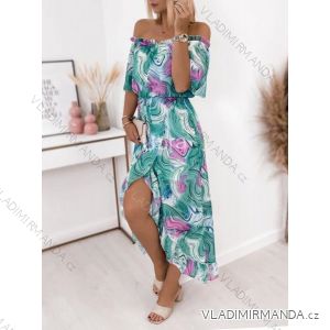 Women's Long Summer Carmen Dress (S/M ONE SIZE) ITALIAN FASHION IMWMG231554