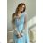 Women's Plus Size (42-46) Long Elegant Party Sleeveless Dress POLISH FASHION PMLBC23265-10 Light blue 42