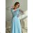 Women's Plus Size (42-46) Long Elegant Party Sleeveless Dress POLISH FASHION PMLBC23265-10 Light blue 42