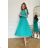 Women's Plus Size (42-46) Long Elegant Party Sleeveless Dress POLISH FASHION PMLBC23265-10 turquoise 34