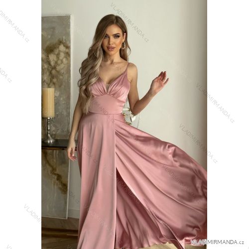 Women's Plus Size (42-46) Long Elegant Party Sleeveless Dress POLISH FASHION PMLBC23265-10 pink 34