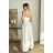 Women's Plus Size (42-46) Long Elegant Party Sleeveless Dress POLISH FASHION PMLBC23265-10 white 36