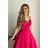 Women's Plus Size (42-46) Long Elegant Party Sleeveless Dress POLISH FASHION PMLBC23265-10 fuchsia 38