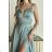 Women's Plus Size (42-46) Long Elegant Party Sleeveless Dress POLISH FASHION PMLBC23265-10 Light blue 40