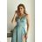 Women's Plus Size (42-46) Long Elegant Party Sleeveless Dress POLISH FASHION PMLBC23265-10 Light blue 40