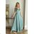 Women's Plus Size (42-46) Long Elegant Party Sleeveless Dress POLISH FASHION PMLBC23265-10 Light blue 40