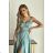 Women's Plus Size (42-46) Long Elegant Party Sleeveless Dress POLISH FASHION PMLBC23265-10 Light blue 40