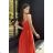 Women's Plus Size (42-46) Long Elegant Party Sleeveless Dress POLISH FASHION PMLBC23265-10 red 40