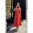 Women's Plus Size (42-46) Long Elegant Party Sleeveless Dress POLISH FASHION PMLBC23265-10 red 40