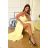 Women's Plus Size (42-46) Long Elegant Party Sleeveless Dress POLISH FASHION PMLBC23265-10 yellow 34