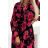 449-2 CARLA Pleated midi dress with buttons and long sleeves - black with red roses