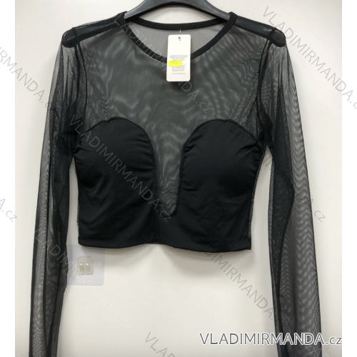 Women's Long Sleeve Crop Top (S/M ONE SIZE) ITALIAN FASHION IMPCF239355MICRO