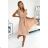 374-5 POLINA Pleated dress with a neckline and frills - beige