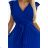 374-4 POLINA Pleated dress with a neckline and frills - royal blue