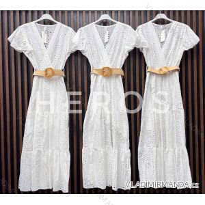 Women's Long Elegant Lace Belt Short Sleeve Dress (S/M ONE SIZE) ITALIAN FASHION IMWGB231750