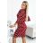 13-156 Sports dress with binding and pockets - burgundy + polka dots