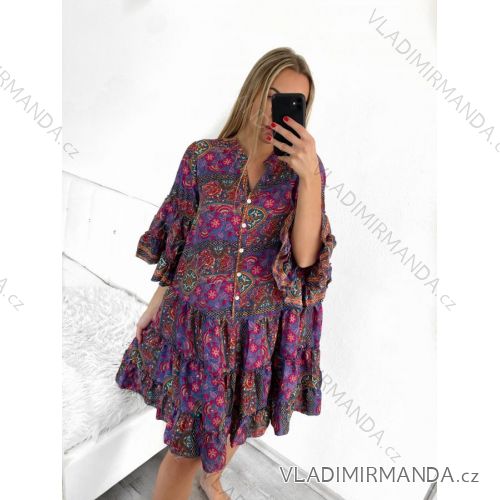 Summer short sleeve summer dress (S / M ONE SIZE) ITALIAN FASHION IMWY21019 M / L purple