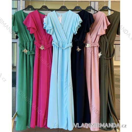 Women's Long Chiffon Short Sleeve Dress (S/M ONE SIZE) ITALIAN FASHION IMWGS231048