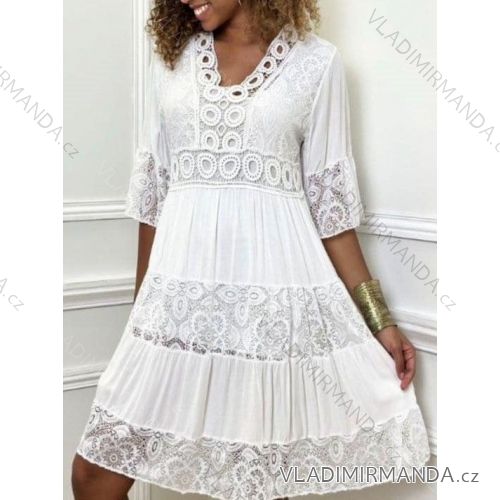 Women's Elegant Lace 3/4 Long Sleeve Dress (S/M ONE SIZE) ITALIAN FASHION IMWGS231830