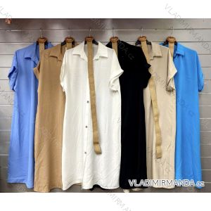 Women's Long Shirt Dress With Belt Short Sleeve (S/M ONE SIZE) ITALIAN FASHION IMWGS231846