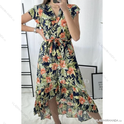 Women's Long Chiffon Short Sleeve Dress (S/M ONE SIZE) ITALIAN FASHION IMWGS231048