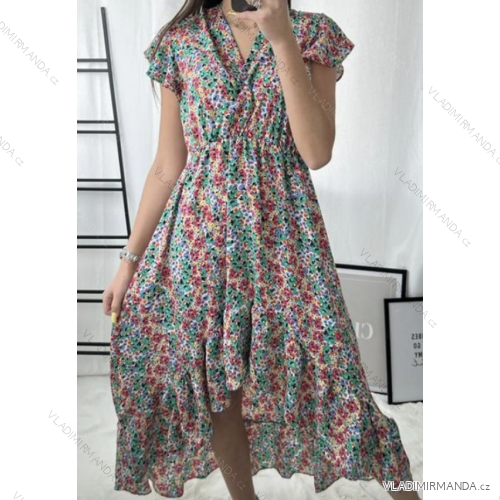 Women's Long Chiffon Short Sleeve Dress (S/M ONE SIZE) ITALIAN FASHION IMWGS231048