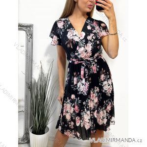 Women's Summer Short Sleeve Floral Chiffon Dress (S/M ONE SIZE) ITALIAN FASHION IM4231157-1/DR