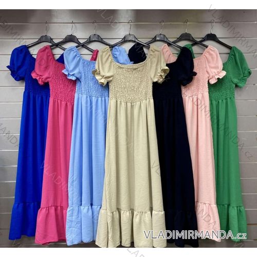 Women's Long Chiffon Short Sleeve Dress (S/M ONE SIZE) ITALIAN FASHION IMWGS231048