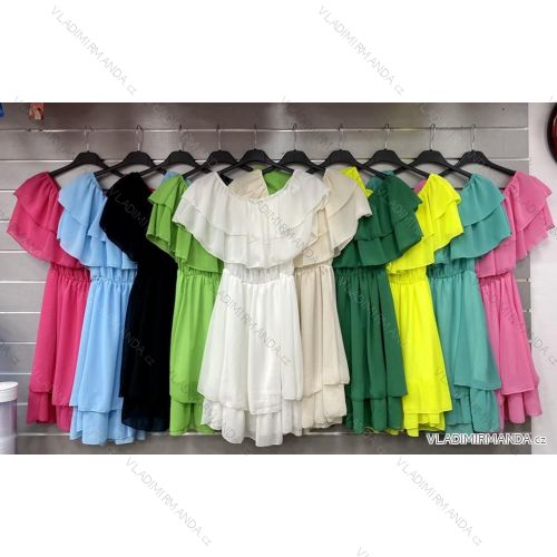 Women's Long Chiffon Short Sleeve Dress (S/M ONE SIZE) ITALIAN FASHION IMWGS231048