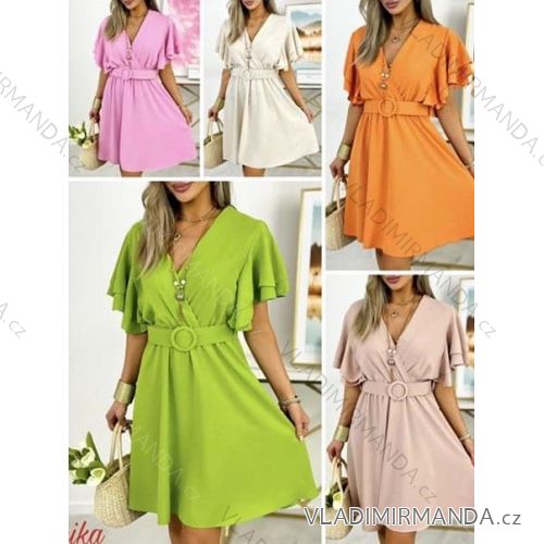 Women's Elegant Long Short Sleeve Dress (S / M ONE SIZE) ITALIAN FASHION IMWM217229