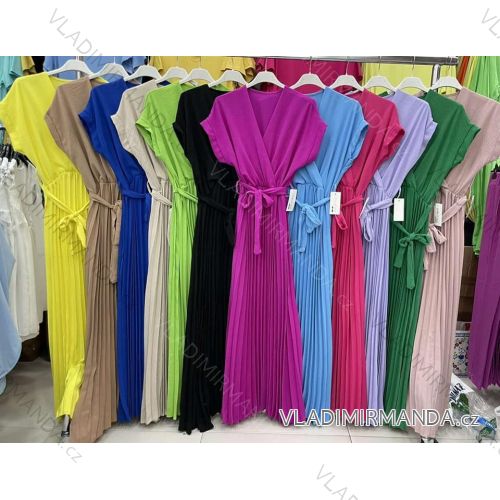 Women's Long Chiffon Short Sleeve Dress (S/M ONE SIZE) ITALIAN FASHION IMWGS231048